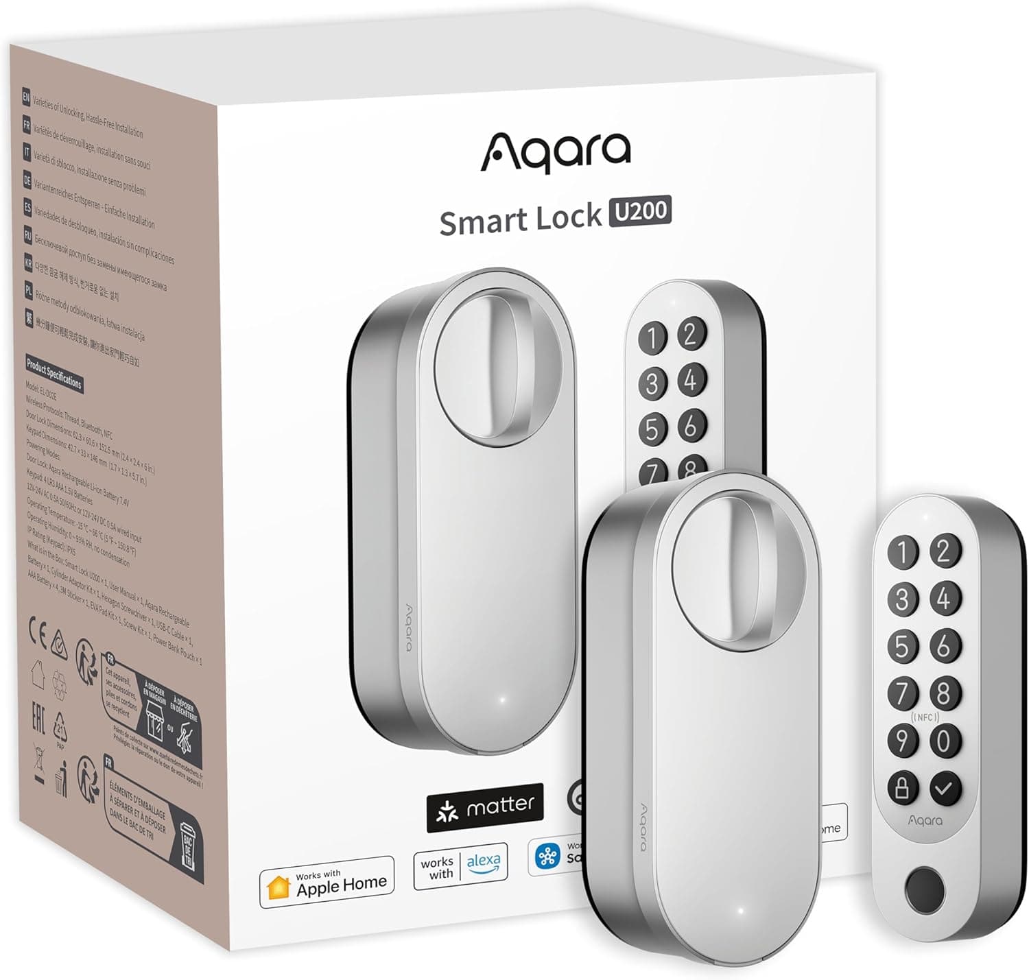 Aqara Cerradura Inteligente U200 con Lector de Huella Digital, EL-D02E, Matter…